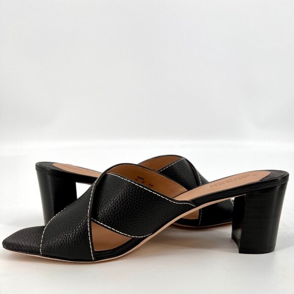 Lauren Ralph Lauren Freddi Black Leather Slip-On Heels Size 8 B Tumbled Leather - Picture 7 of 15